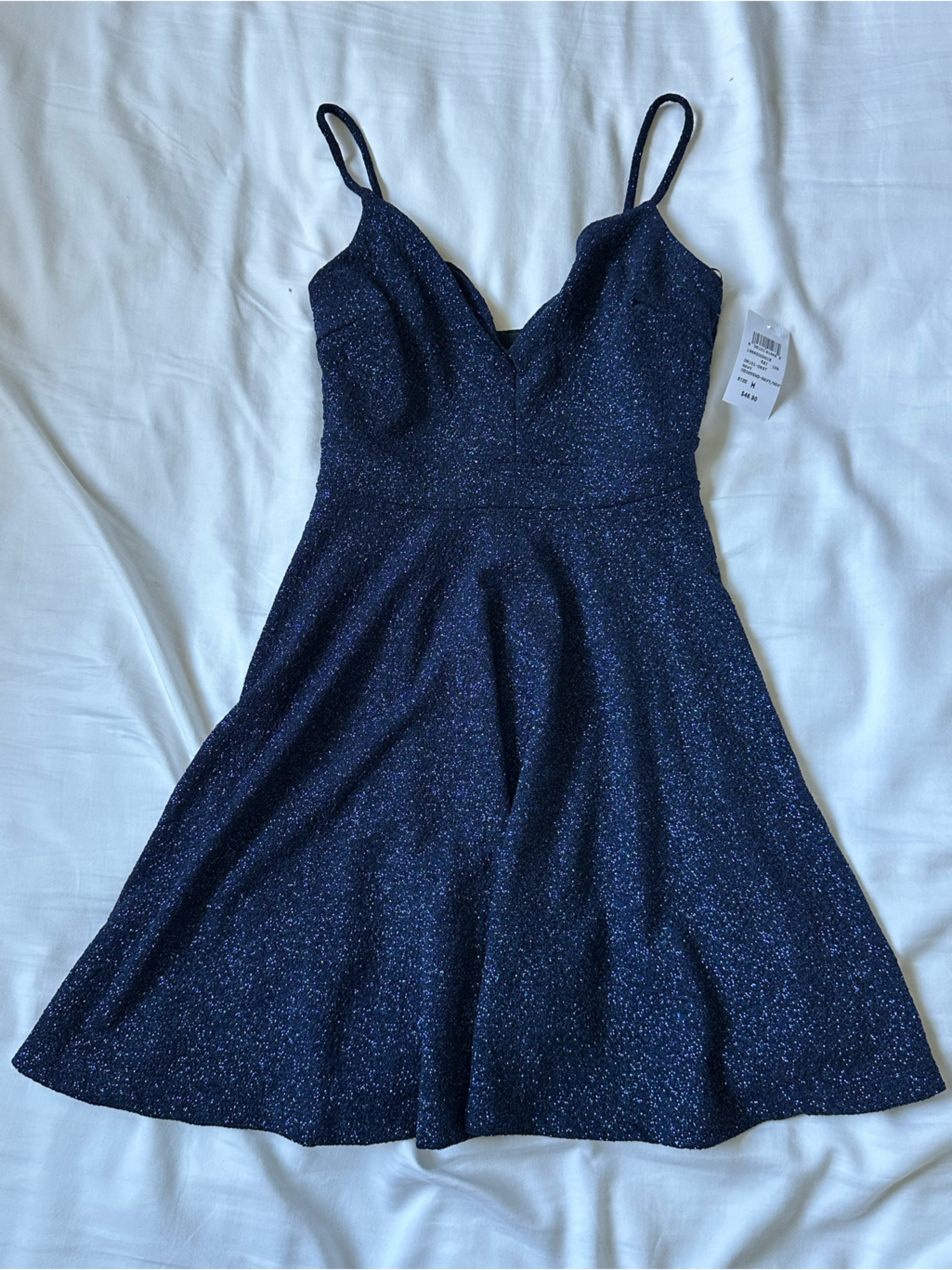 Sparkle Navy Strapless Evening Dress